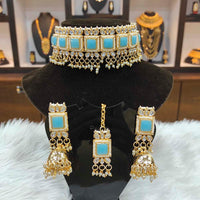 Heera Jewellers Gold Plated Kundan Stone & Pearl Choker Necklace Set