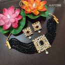 Heera Jewellers Gold Plated Kundan & Crystal Pearl Choker Necklace Set