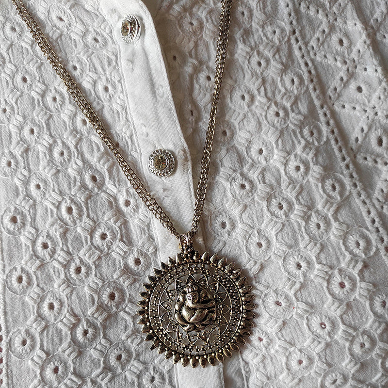 Heera Jewellers Oxidized Plated Ganesha Necklace -HJNECK176