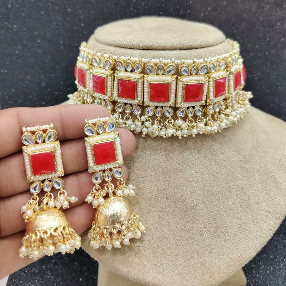 Heera Jewellers Gold Plated Kundan And Pearl Necklace Set