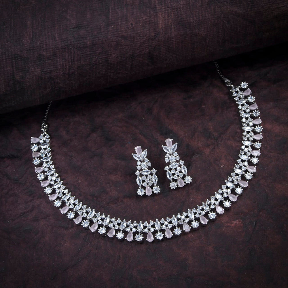 Heera Jewellers American Diamond Stylish Fancy Necklace Set