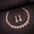 Heera Jewellers Rose Gold Plated American Diamond Necklace Set