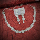 Heera Jewellers Silver Plated American Diamond Necklace Set