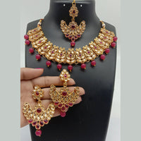 Heera Jewellers Gold Plated Pota & Kundan Stone Choker Necklace Set