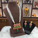 Heera Jewellers Gold Plated Austrian Stone & Pota Stone Moti Long Necklace Set