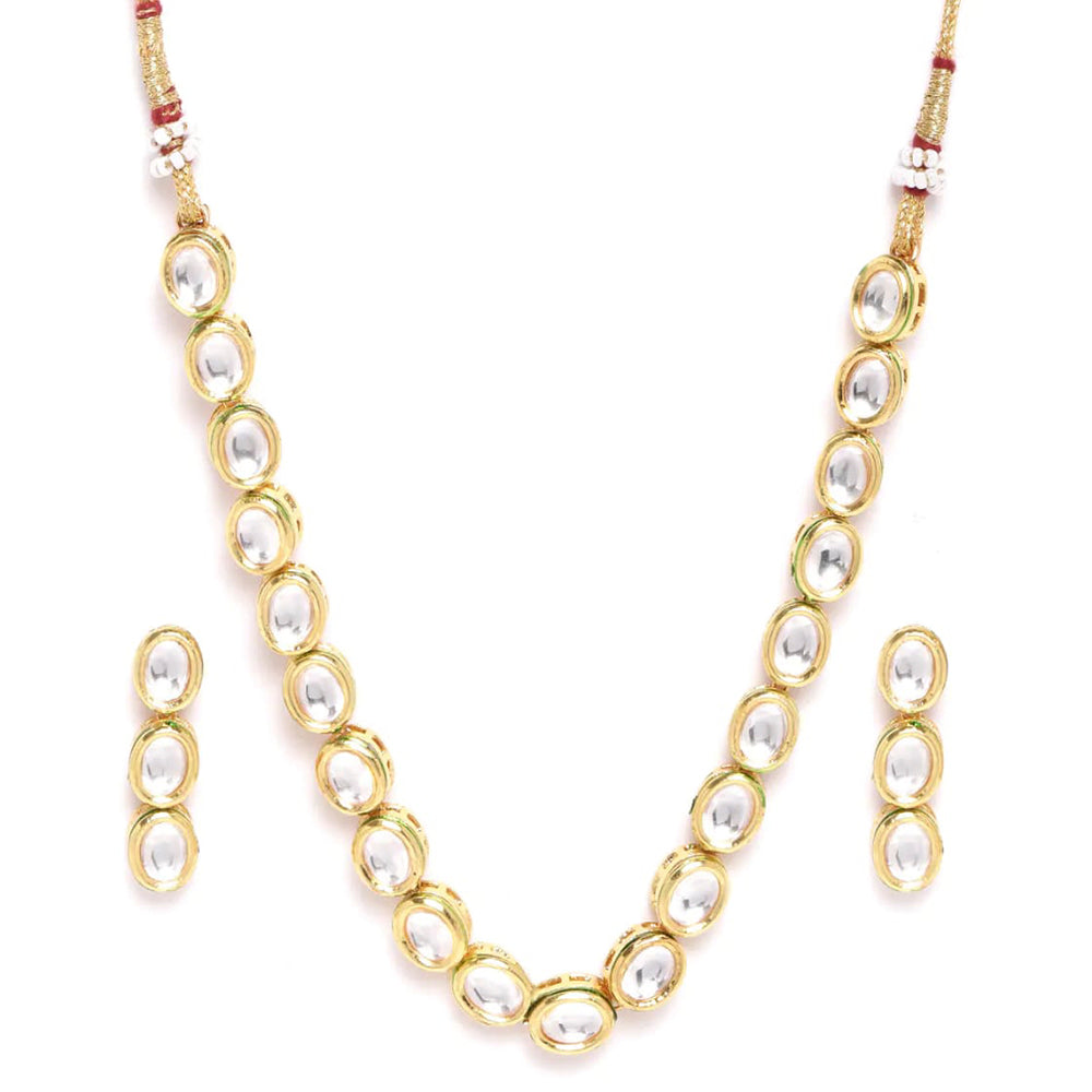 Heera Jewellers Gold Plated Kundan Stone Choker Necklace Set