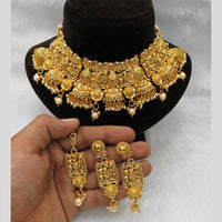 Heera Jewellers Gold Plated Kundan Stone & Beads Designer Choker Necklace Set