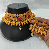 Heera Jewellers Gold Plated Kundan Stone Designer Choker Necklace Set