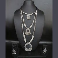 Heera Jewellers Mirror Oxidised Three Layer Necklace Set