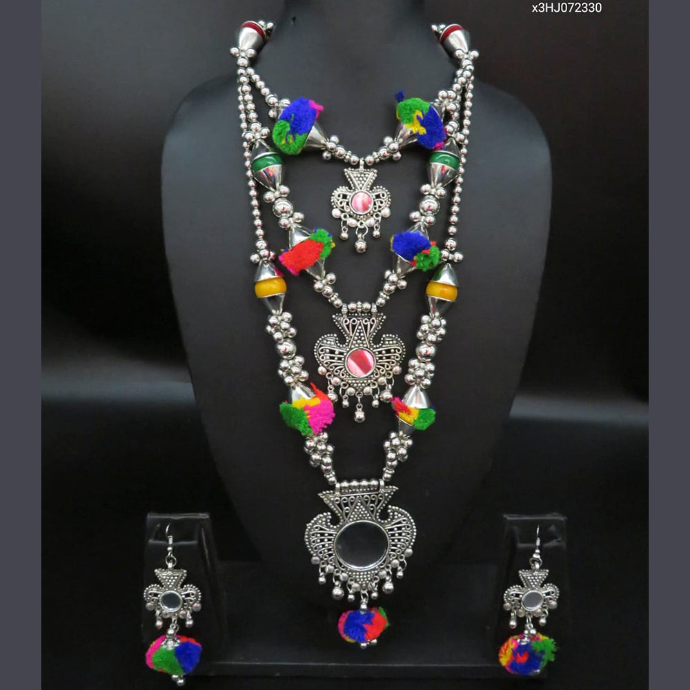 Heera Jewellers Navratri Special Mulrti Color Oxidised Stylish Necklace Set