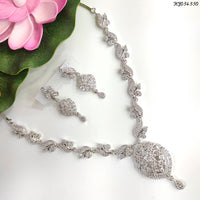 Heera Jewellers Silver Plated American Diamond Necklace Set