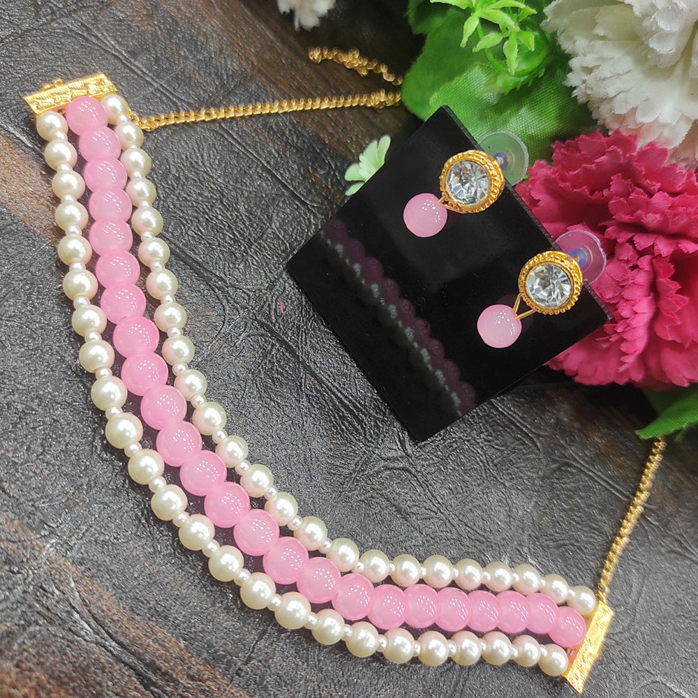 Heera Jewellers Three Layer Pearl Choker Necklace Set