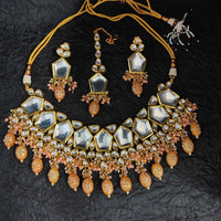 Heera Jewellers Gold Plated Kundan Stone & Beads Necklace Set