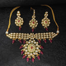 Heera Jewellers Gold Plated Kundan Stone & Beads Necklace Set