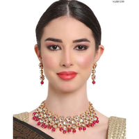 Heera Jewellers Gold Plated Kundan Stone & Beads Necklace Set