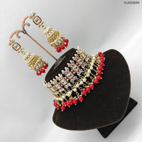 Heera Jewellers Gold Plated Kundan Stone & Beads Necklace Set