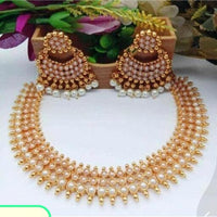 Heera Jewellers Gold Plated Pota  Stone Choker Necklace Set