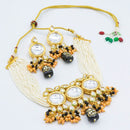 Heera Jewellers Gold Plated Kundan Stone & Beads Choker Necklace Set