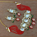 Heera Jewellers Gold Plated Kundan Stone & Beads Choker Necklace Set