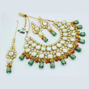 Heera Jewellers Gold Plated Kundan Stone & Beads Choker Necklace Set