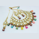 Heera Jewellers Gold Plated Kundan Stone & Beads Choker Necklace Set