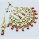 Heera Jewellers Gold Plated Kundan Stone & Beads Choker Necklace Set