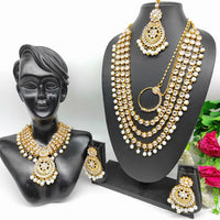 Heera Jewellers Gold Plated Kundan Stone & Beads Bridal Set