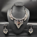 Heera Jewellers Oxidized Plated Mirror Necklace Set - HJNECk646