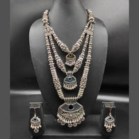 Heera Jewellers Oxidized Plated Mirror Necklace Set - HJNECk654