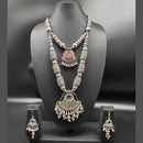 Heera Jewellers Oxidized Plated Mirror Necklace Set - HJNECk655