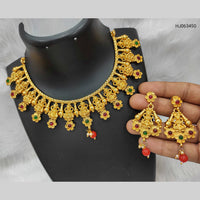 Heera Jewellers Gold Plated Pota Stone & Beads Choker Necklace Set