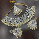 Heera Jewellers Gold Plated Beads & Mirror & Austrian Stone Choker Necklace Set