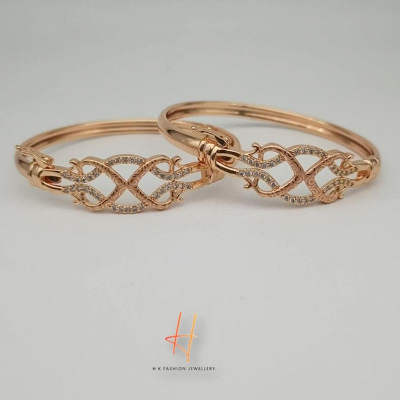 H K Fashion Ad Stone Rose Gold Bracelet Kada