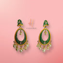 H K Fashion Gold Plated Kundan & Meenakari Dangler Earrings