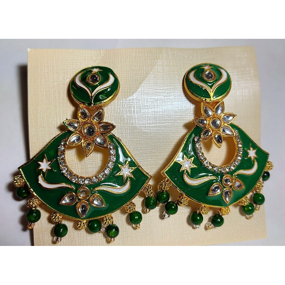 H K Fashion Gold Plated Austrian Stone & Meenakari Dangler Earrings