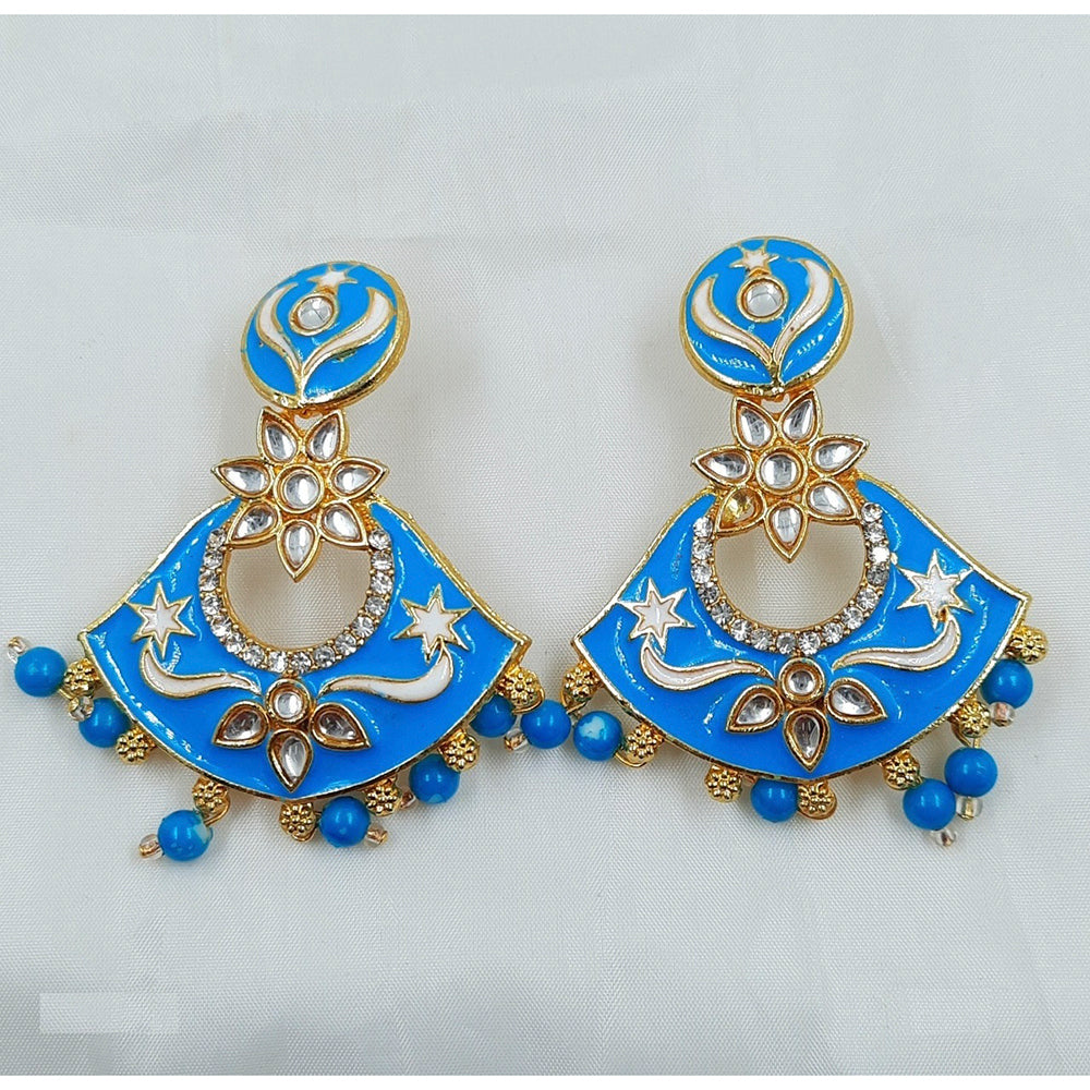 H K Fashion Gold Plated Austrian Stone & Meenakari Dangler Earrings