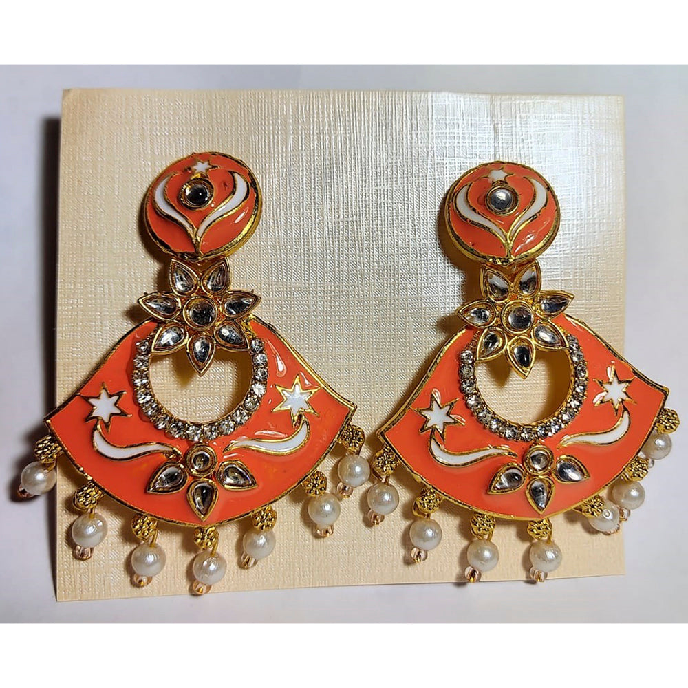 H K Fashion Gold Plated Austrian Stone & Meenakari Dangler Earrings