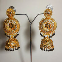 H K Fashion Gold Plated Austrian Stone & Beads Jhumki Earrings