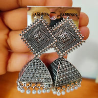 H K Fashion Oxidized Plated Jhumki Earrings