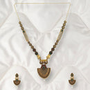 H K Fashion Antique Gold Plated Pota Stone Long Haram Necklace Set