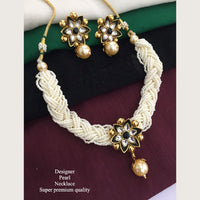 H K Fashion Antique Gold Plated Flower Pearls Choker Necklace Set