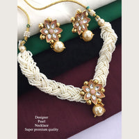 H K Fashion Antique Gold Plated Flower Pearls Choker Necklace Set