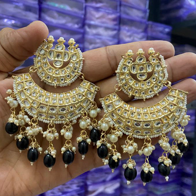 India Art Gold Plated Designer Kundan Pearl & Beads Earrings