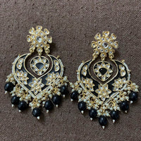 India Art Gold Plated Designer Kundan Meenakari & Beads Earrings