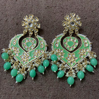 India Art Gold Plated Designer Kundan Meenakari & Beads Earrings