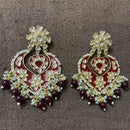 India Art Gold Plated Designer Kundan Meenakari & Beads Earrings