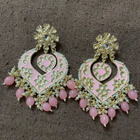 India Art Gold Plated Designer Kundan Meenakari & Beads Earrings
