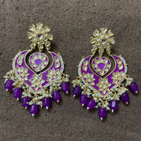 India Art Gold Plated Designer Kundan Meenakari & Beads Earrings