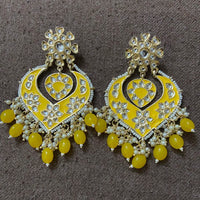India Art Gold Plated Designer Kundan Meenakari & Beads Earrings