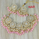 India Art Gold Plated Kundan Stone & Beads Necklace Set